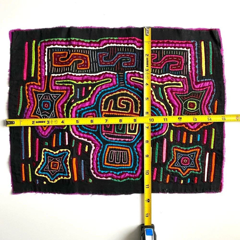 Mola Textile from Panama Abstract Person with Headphones Motif